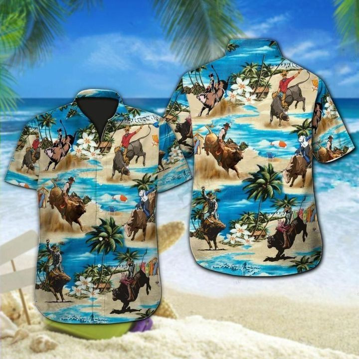 Bull Riding Hawaiian Shirt | For Men & Women | Adult | HW4586