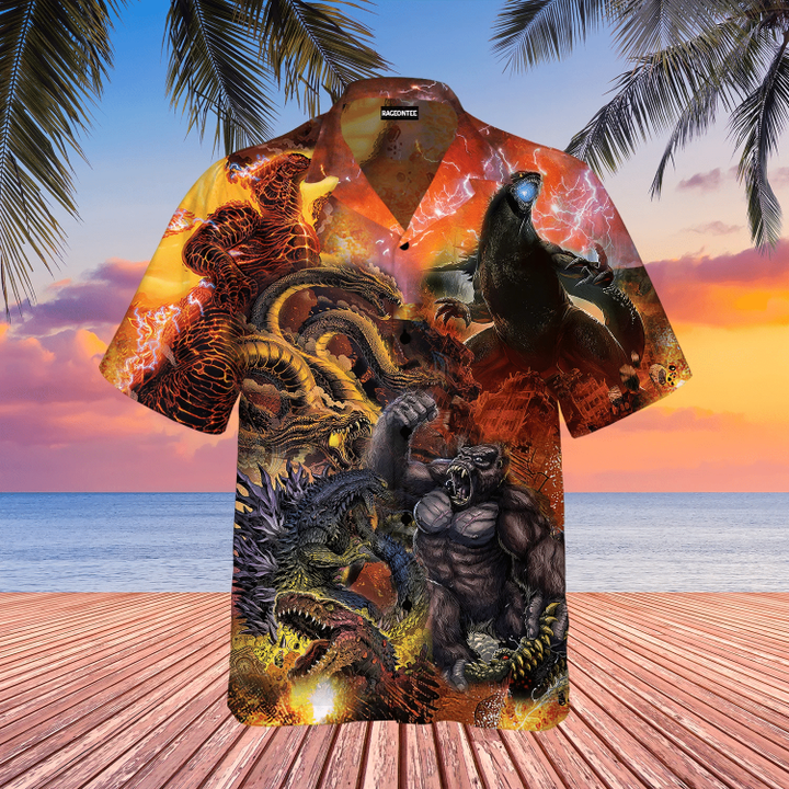 Godzilla And Kong Combat Hawaiian Shirt | For Men & Women | Adult | WT1314