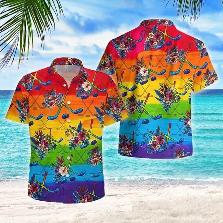 LGBT Proud Hockey Flowers Hawaiian Shirt | For Men & Women | Adult | HW8259