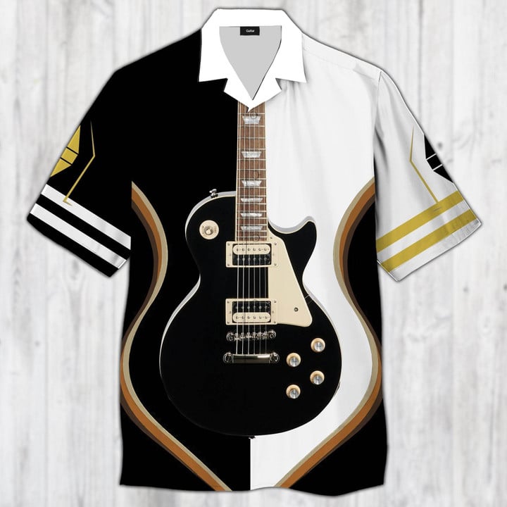 Black Electric Guitar Hawaiian Shirt | For Men & Women | Adult | HW3003