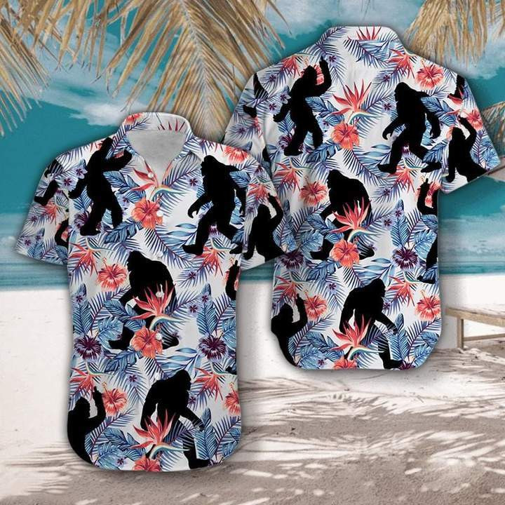 Tropical Flowers Bigfoot Camping Hawaiian Shirt | For Men & Women | Adult | HW3148