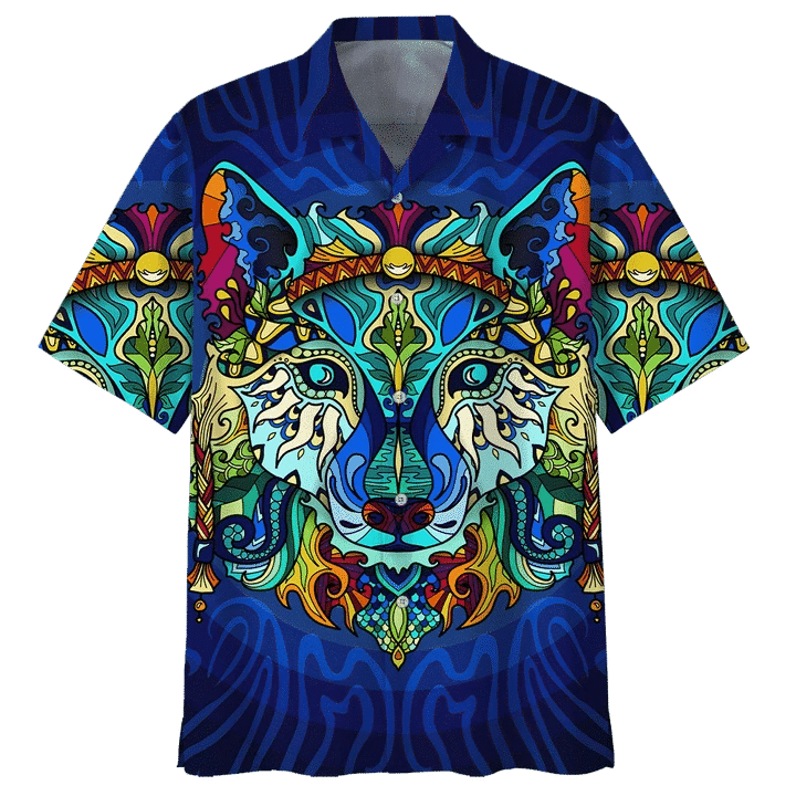 Boho Wolf Hippie Hawaiian Shirt | For Men & Women | Adult | HW8207