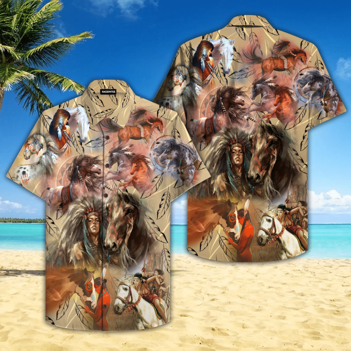 Woman With Wild And Young Native Horse Soul Hawaiian Shirt | For Men & Women | Adult | HW4873