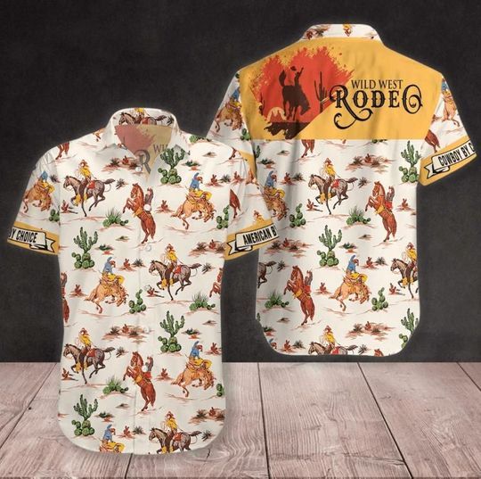 Wild West Rodeo Cowboy Colorful Hawaiian Shirt | For Men & Women | Adult | HW8137