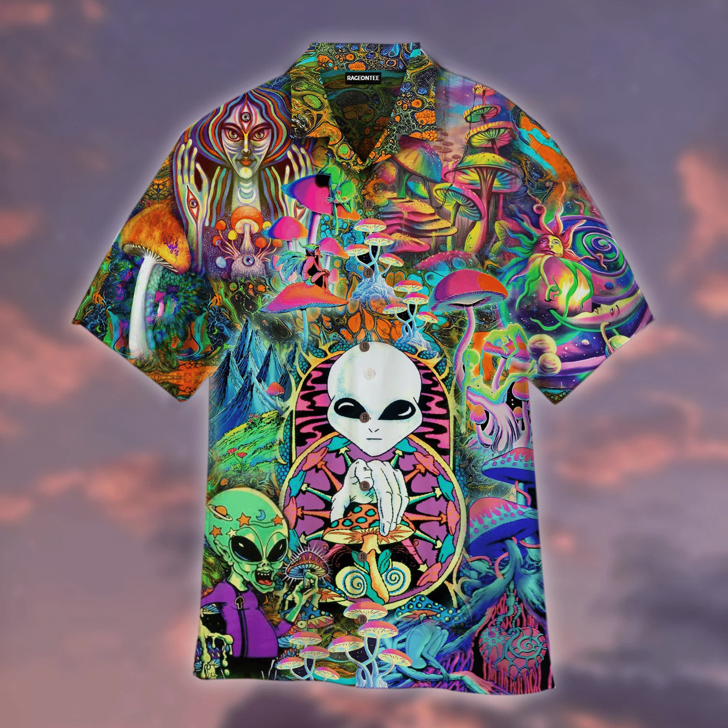 Mushroom Alien Trippy Hawaiian Shirt | For Men & Women | Adult | WT1116