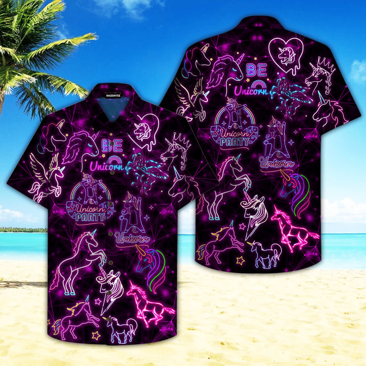 Unicorn Neon Party Hawaiian Shirt | For Men & Women | Adult | HW4749