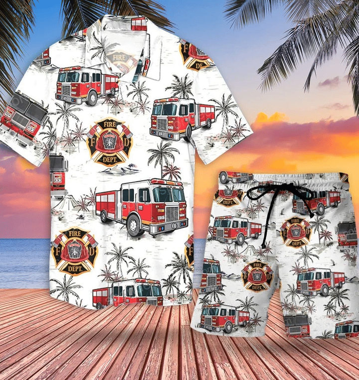 Firefighter Truck Hawaiian Shirt Set | Unisex | HS1098