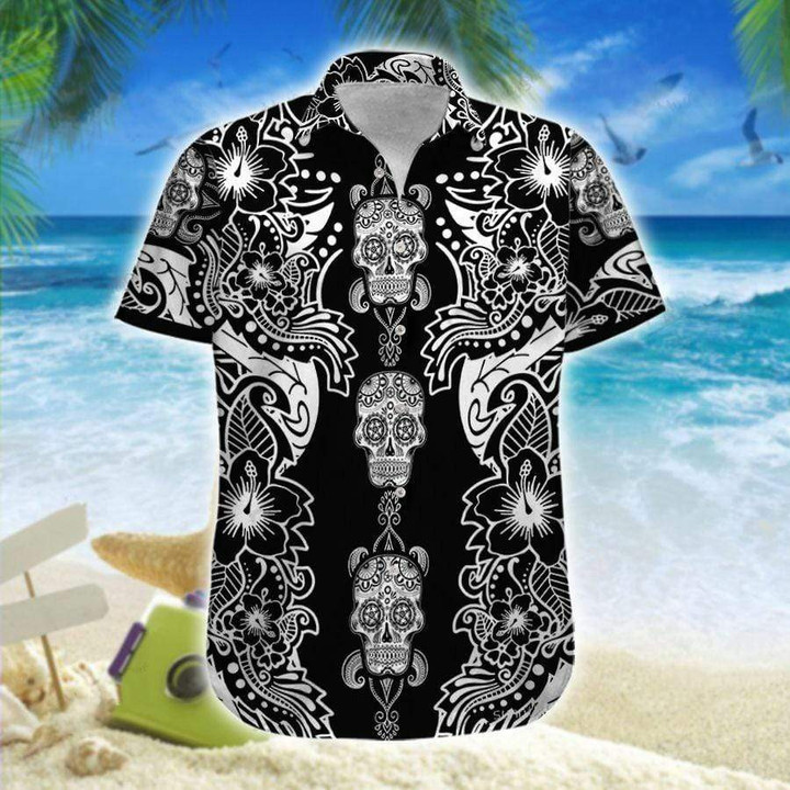 Bicycle Skull Pattern Art Hawaiian Shirt | For Men & Women | Adult | HW7634