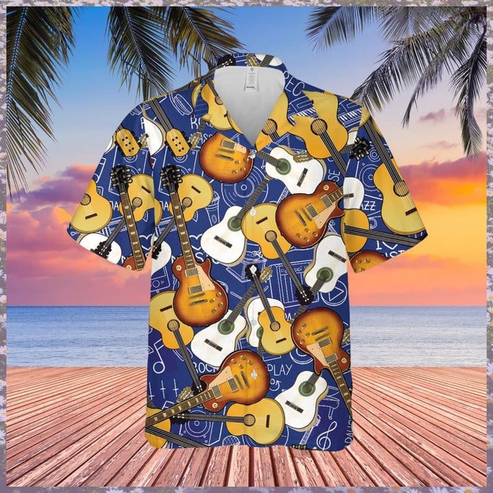 Guitar Music Pattern Hawaiian Shirt | For Men & Women | Adult | HW7378