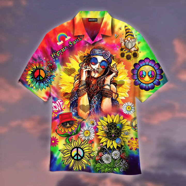 Sunflower Colorful Hippie Hawaiian Shirt | For Men & Women | Adult | HW4765