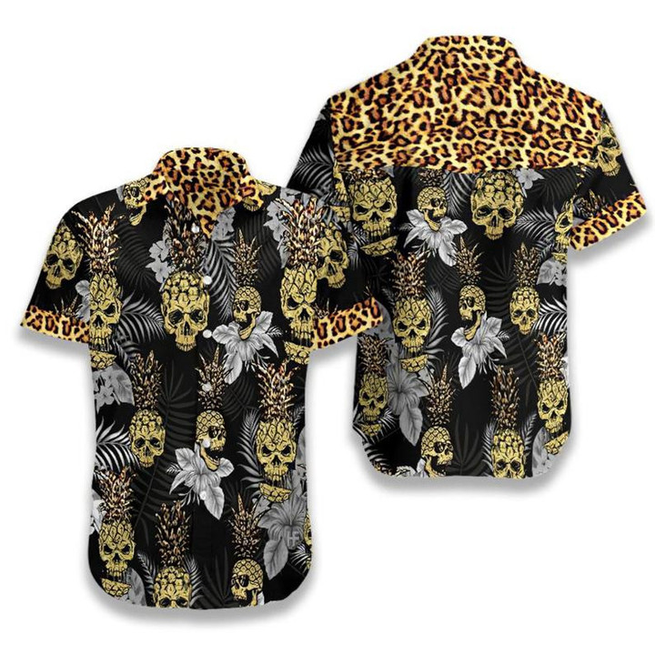 Pineapple Skull Leopard Hawaiian Shirt | For Men & Women | Adult | HW7377