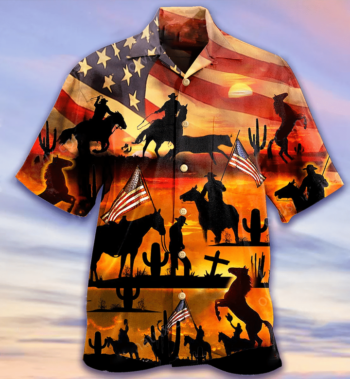 Cowboy American Flag Hawaiian Shirt | For Men & Women | Adult | HW7307