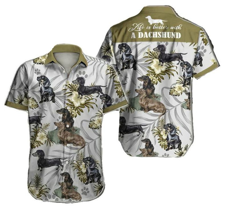 Dachshund Dog Tropical Hawaiian Shirt | For Men & Women | Adult | HW6941