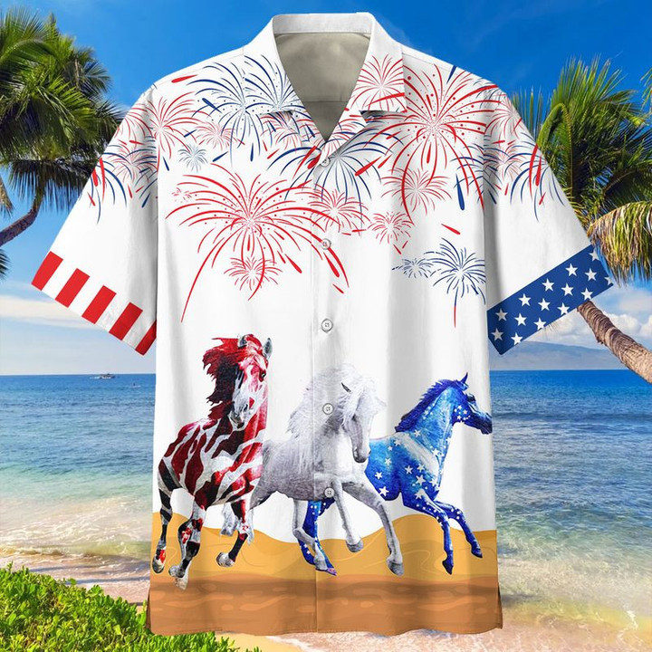 Horses Independence Hawaiian Shirt | For Men & Women | Adult | HW6520