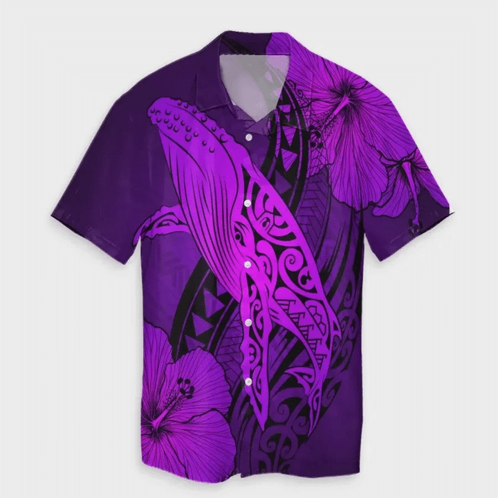 Map Whale Swim Hibiscus Polynesian Hawaiian Shirt | For Men & Women | Adult | HW6816