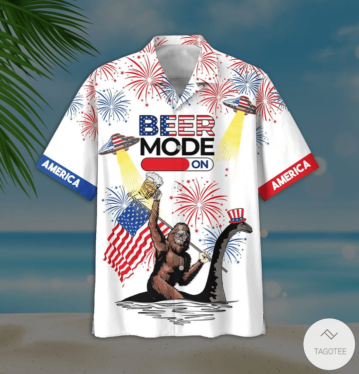 Bigfoot Beer Mode On Firework Hawaiian Shirt | For Men & Women | Adult | HW6936