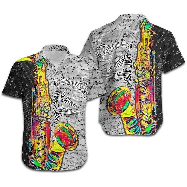 Saxophone Colorful Line Music Note Hawaiian Shirt | For Men & Women | Adult | HW7350