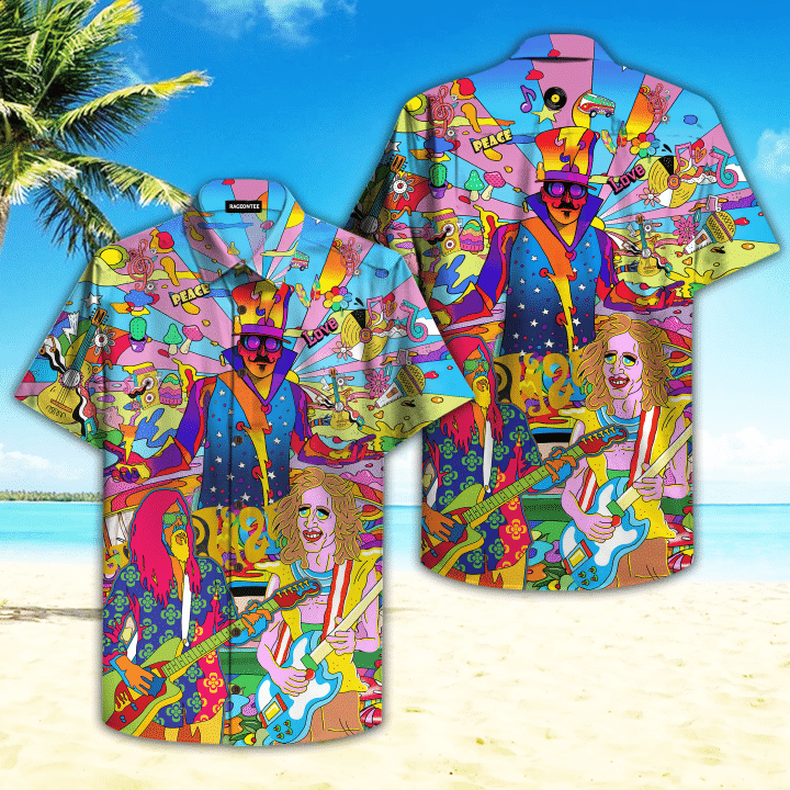 Guitar Colorful Hippie Hawaiian Shirt | For Men & Women | Adult | HW4786