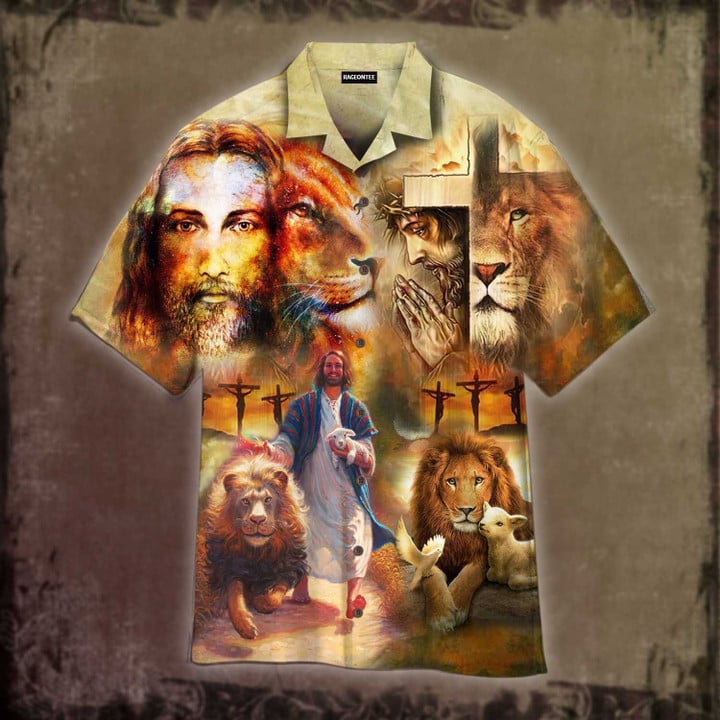 Jesus Faith Hope Love Lion Hawaiian Shirt | For Men & Women | Adult | HW4768
