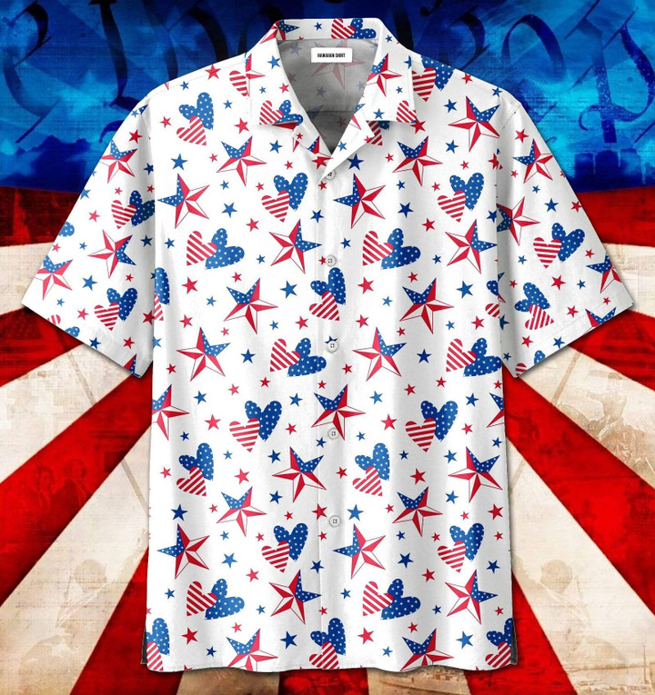 Star Heart US Flag Hawaiian Shirt | For Men & Women | Adult | HW6670