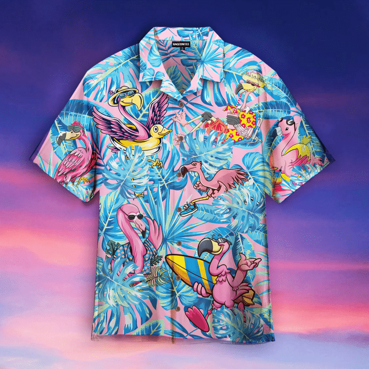 Flamingo Tropical Funny Hawaiian Shirt | For Men & Women | Adult | HW4939
