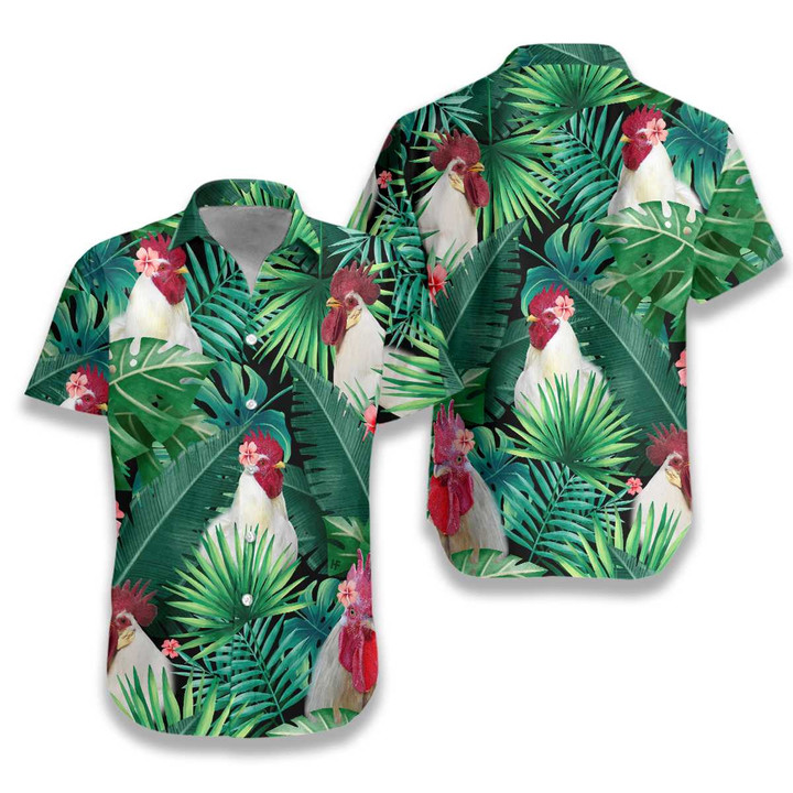 Tropical White Rooster Hawaiian Shirt | For Men & Women | Adult | HW6955