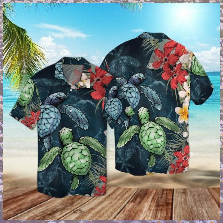 Sea Turtle Floral Hawaiian Shirt | For Men & Women | Adult | HW7379