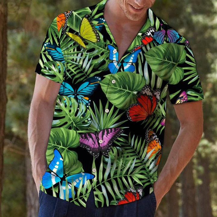 Butterfly Green Tropical Hawaiian Shirt | For Men & Women | Adult | HW6830