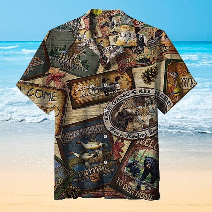 Cabin Sign Collage Hawaiian Shirt | For Men & Women | Adult | HW7390