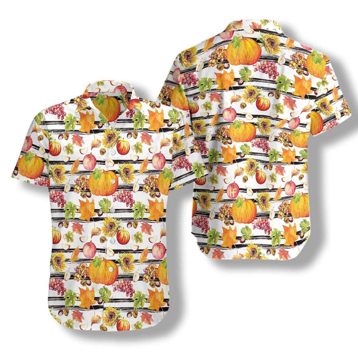 Watercolor Thanksgiving Vegetables With Black Stripes Hawaiian Shirt | For Men & Women | Adult | HW6964