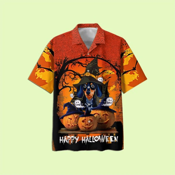 Dachshund And Pumpkin Happy Halloween Hawaiian Shirt | For Men & Women | Adult | HW7544
