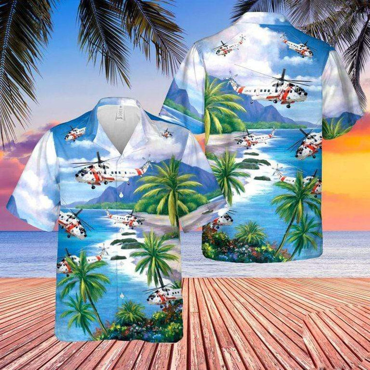 US Coast Guard Sikorsky S-61R Helicopter Hawaiian Shirt | For Men & Women | Adult | HW7075