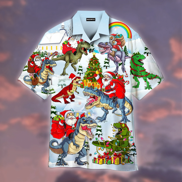 Santa Claus Ride Dinosaur Hawaiian Shirt | For Men & Women | Adult | HW4927