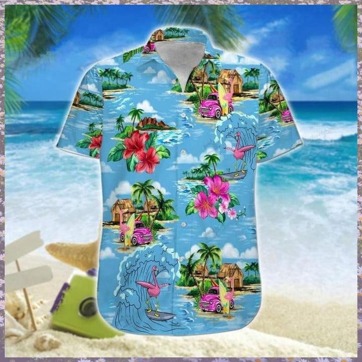Flamingo Surfing Hawaiian Shirt | For Men & Women | Adult | HW6987