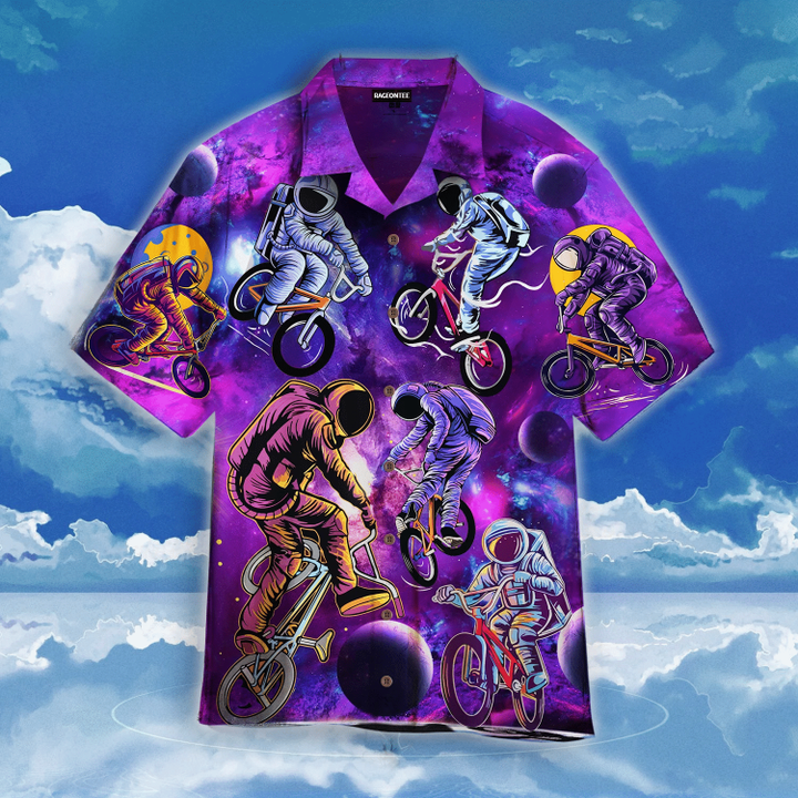 Astronaunt Riding A Bicycle On The Space Hawaiian Shirt | For Men & Women | Adult | WT1407