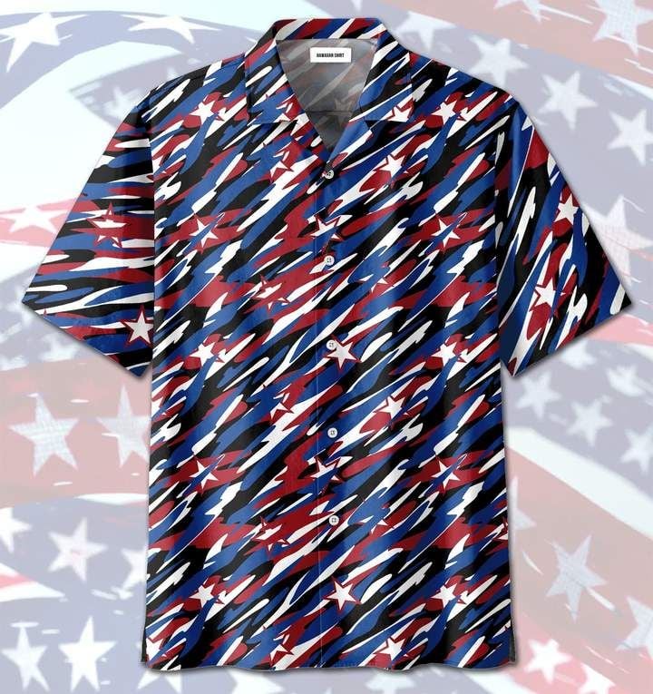 4th of July US Flag Camo Patriotism Hawaiian Shirt | For Men & Women | Adult | HW6700