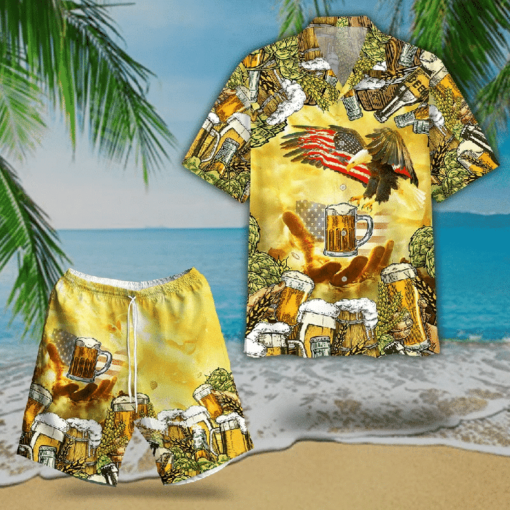 American Eagles And Beer Hawaiian Shirt Set | Unisex | HS1126
