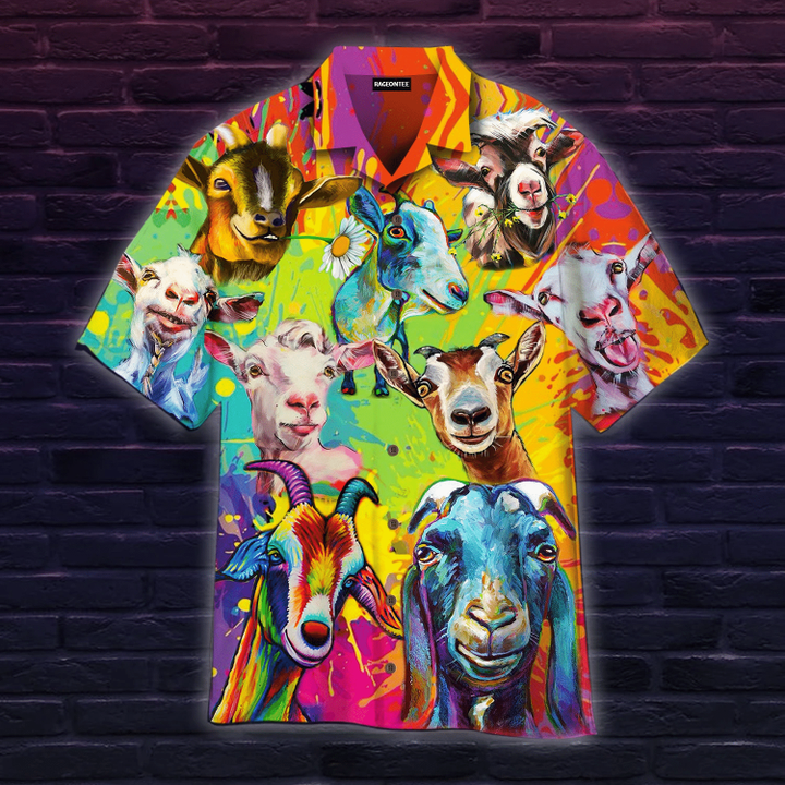 Colorful Goat Art Farmer Hawaiian Shirt | For Men & Women | Adult | HW4969