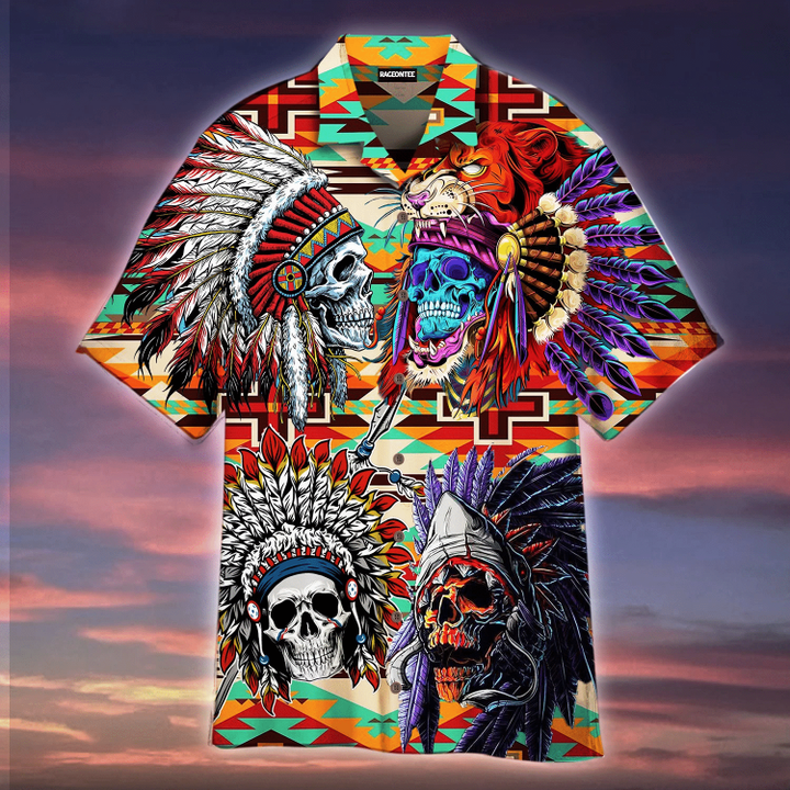 Native Skull Hawaiian Shirt | For Men & Women | Adult | HW4787