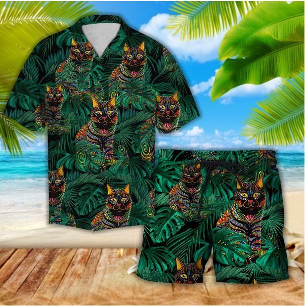 Awesome Cat Hawaiian Shirt Set | Unisex | HS1088