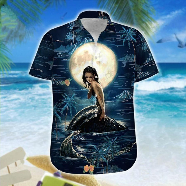 Mermaid Under The Moon Light Hawaiian Shirt | For Men & Women | Adult | HW7335