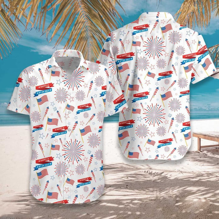 4th Of July US Pattern Hawaiian Shirt | For Men & Women | Adult | HW7584