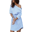 Summer Women Blue Striped Shirt Short Dress Sexy Mini Party Farewell Badger Beach Skirt 2022 Plus Size