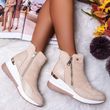 Ava Women Leather Arch Support Platform Wedge Shoes Fashion High Top Orthopedic Booties Slip On Side Zipper Casual Comfortable Walking Winter Boots