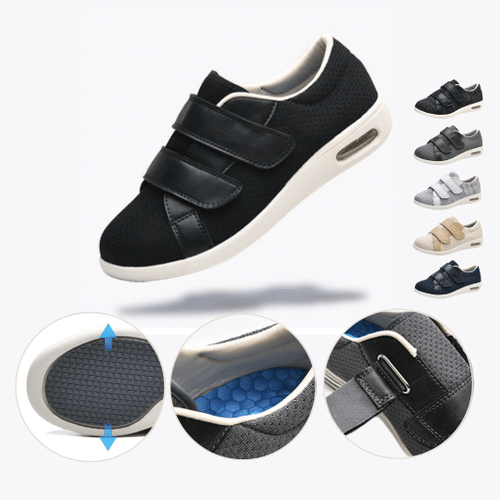 Crocus™ Wide Velcro Shoes for Diabetic Swollen Feet Flat Edema Plantar Fasciitis Bunions Women Comfortable Orthopedic Walking Shoes Plus Size