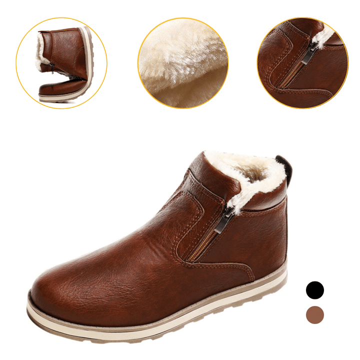 Daniel - Mens' Winter Shoes Warm Fur Lined Side Zipper Classic Round Toe Boots