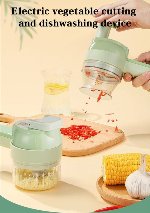Electric vegetable cutting and dishwashing device