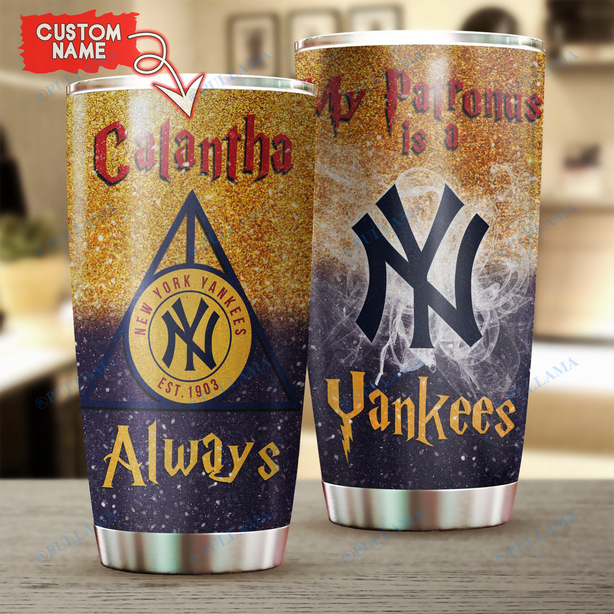 New York Yankees Personalized 30oz. Laser Etched White Tumbler