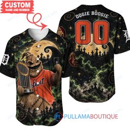 Detroit Tigers Oogie Boogie with World Series Trophy Moonlit Burlap Custom Baseball Jersey
