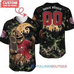 St.Louis Cardinals Oogie Boogie with World Series Trophy Moonlit Burlap Custom Baseball Jersey